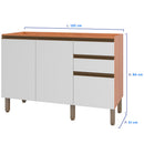 Balcão sem Tampo 2 Portas 3 Gavetas 120cm Macadâmia Telasul