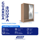 Guarda-Roupa Solteiro 2 Portas Correr 2 Gavetas Volpe Santos Andirá