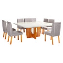 Conjunto de Mesa 8 Cadeiras Tampo MDF Vidro Luxury Bom Pastor