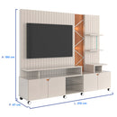 Estante Home para TV até 55" com LED Cross Lukaliam Rodízios Cromados