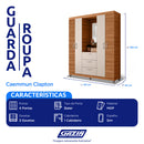 Guarda-Roupa Solteiro 4 Portas Bater 3 Gavetas Capelinha Clapton Caemmun
