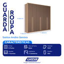 Guarda-Roupa Casal 6 Portas Bater 4 Gavetas Genova Santos Adira