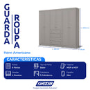 Guarda-Roupa Casal 6 Portas Bater 4 Gavetas Americano Henn Roupeiro