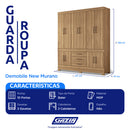 Guarda-Roupa Casal 10 Portas Bater 3 Gavetas New Murano Demóbile Roupeiro