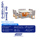 Conjunto de Mesa 8 Cadeiras Tampo MDF Vidro Luxury Bom Pastor