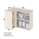 Armário Aéreo de Canto 1 Porta com Nichos em MDF Connect Henn