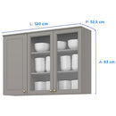 Armário Aéreo 3 Portas com Vidro Americana Henn
