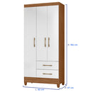 Guarda-Roupa Solteiro 3 Portas Bater 2 Gavetas Lima Moval Roupeiro