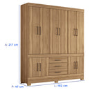 Guarda-Roupa Casal 10 Portas Bater 3 Gavetas New Murano Demóbile Roupeiro