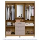 Guarda-Roupa Solteiro 4 Portas Bater 3 Gavetas Capelinha Clapton Caemmun