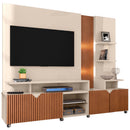 Estante Home para TV até 55" com LED Cross Lukaliam Rodízios Cromados