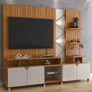 Estante Home para TV até 55" com LED Cross Lukaliam Rodízios Cromados