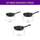 Kit de Frigideiras Rochedo Basic Antiaderente 3 Peças 18cm, 20cm e 24cm