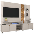 Estante Home para TV até 55" com LED Cross Lukaliam Rodízios Cromados