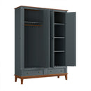Guarda-Roupa Rústico 4 Portas e 2 Gavetas - Madeira Maciça e MDF